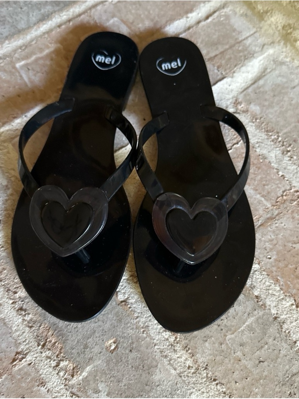 Melissa Black Heart Jellies. flip Flop- Women